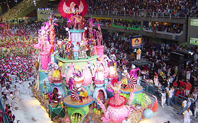 A Samba school parades in the Sambadrome in the 2004 Carnival.