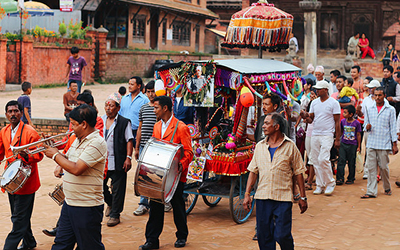 Festival procession in Bhaktapur, Nepal 