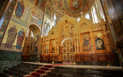 Photo of the interior of the Church of the Savior of Spilled Blood in Russia