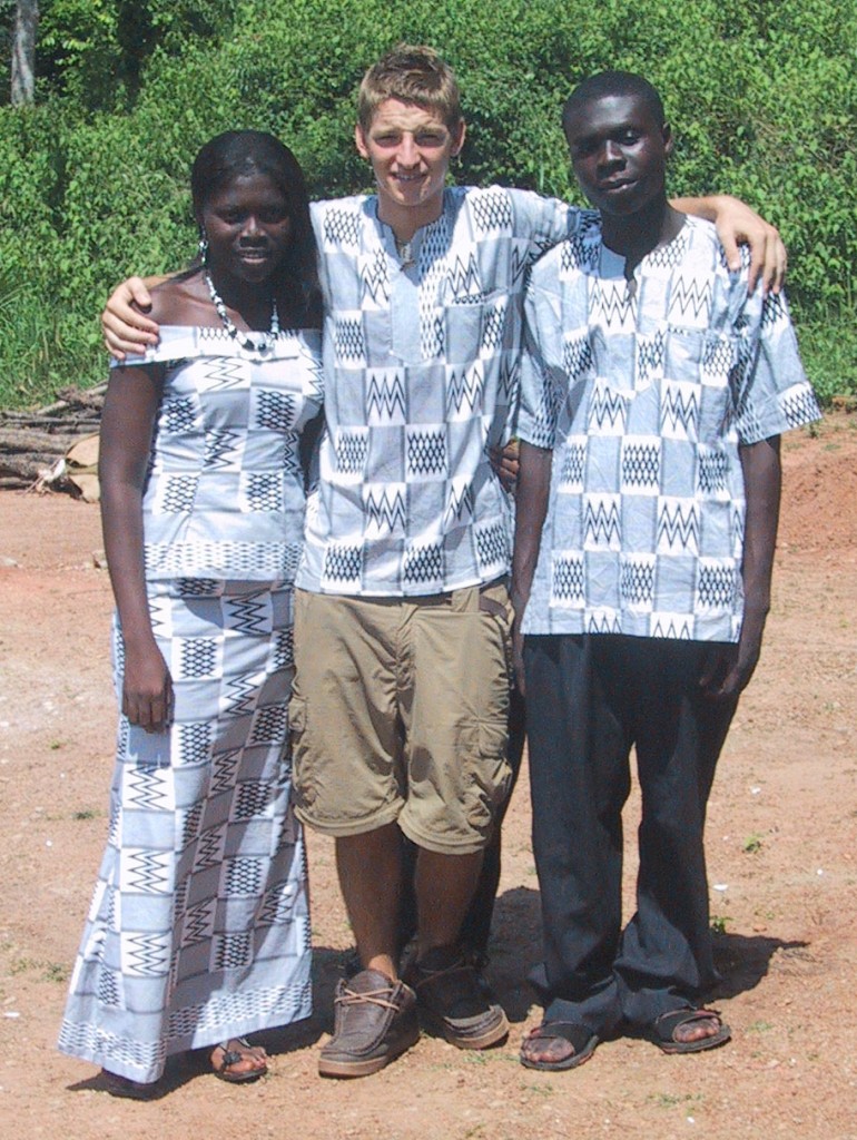 Scott Cramer in Ghana with 2 community members