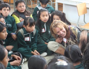 Boston teacher w kids in Ecuador