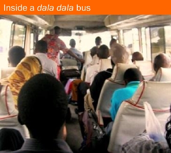 Inside a dala dala bus