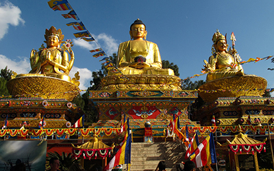Large statue of Swayambunath at Kopan, Nepal