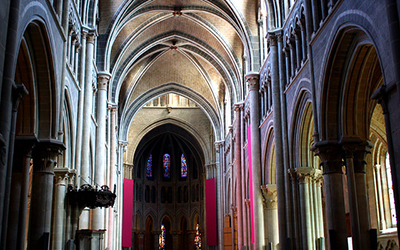 Interior of Lusanne's Cathedrale in Switzerland